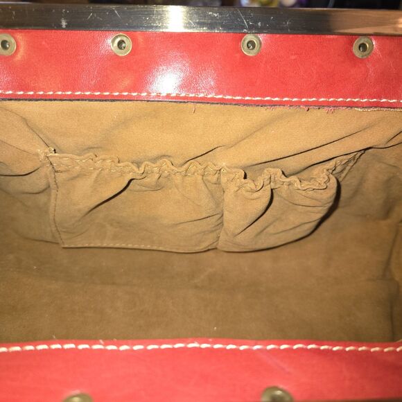 Patricia Nash Ferrara Rust Red 100% Leather Frame Satchel Handbag 14.75"X7.5"X3" - Picture 9 of 14